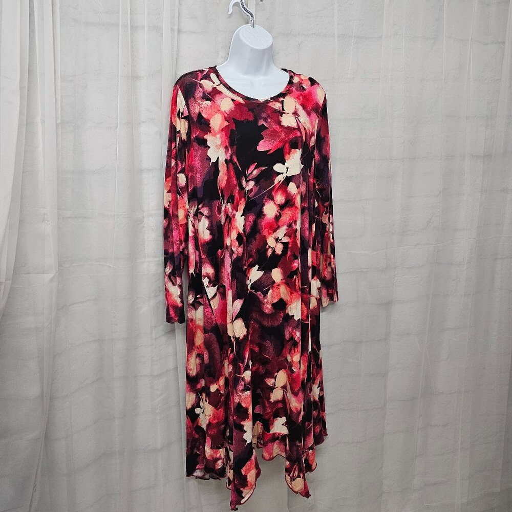 Logo Lori Goldstein Dress Goth Grunge Midi Pink Black Floral Shift LP - Picture 6 of 14